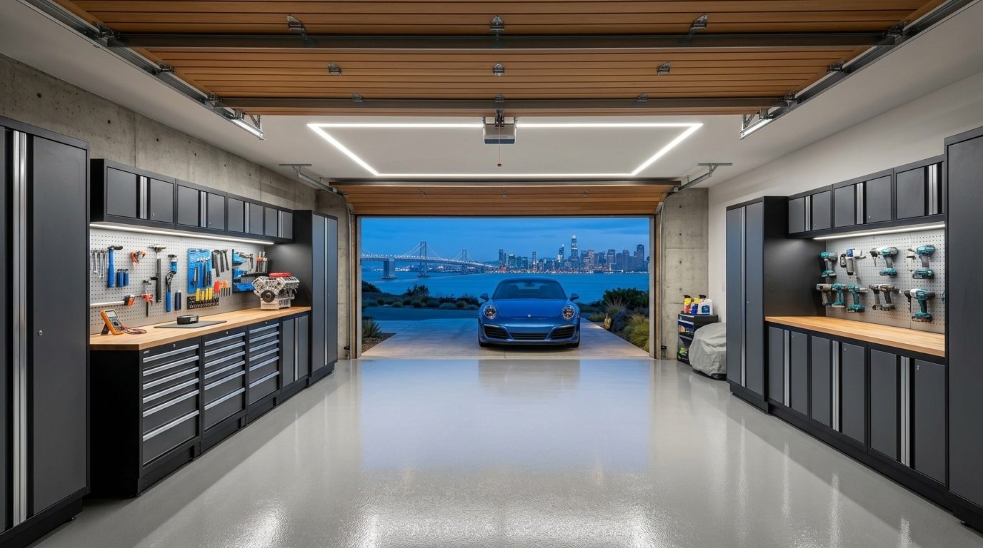 Jackson Martinez Local Garage Door Interior View of Custom Garage Door Overhead and Workshop